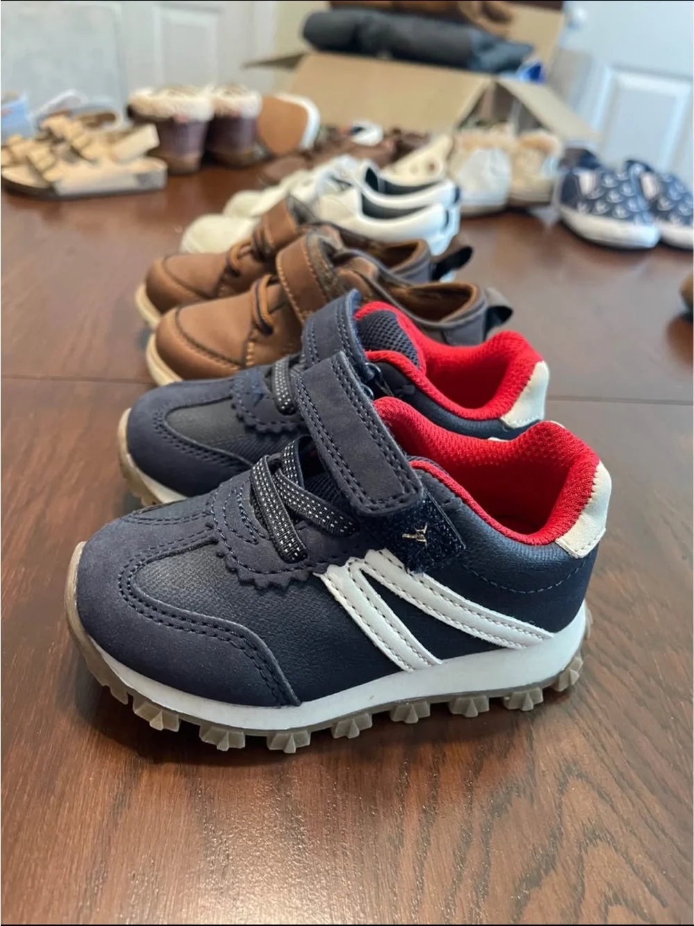 Kids Navy and Red Athletic Sneakers - Comfortable Everyday Shoes